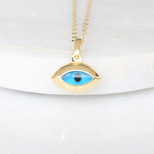 Load image into Gallery viewer, wide evil eye charm (10k)