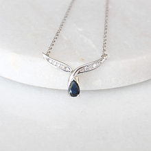 Load image into Gallery viewer, teardrop sapphire necklace (10k)