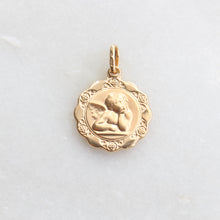 Load image into Gallery viewer, 10k gold cherub angel medallion pendant