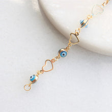 Load image into Gallery viewer, 10k evil eye and hearts bracelet | menkDUKE