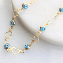 Load image into Gallery viewer, 10k evil eye and hearts bracelet | menkDUKE