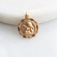 Load image into Gallery viewer, 10k gold cherub angel medallion pendant