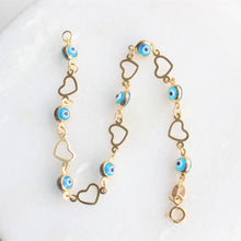 Load image into Gallery viewer, 10k evil eye and hearts bracelet | menkDUKE