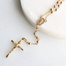Load image into Gallery viewer, menkDUKE - 10k tricolor gold rosary necklace