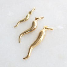 Load image into Gallery viewer, 10k italian horn corno charm in 3 sizes