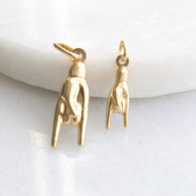 Load image into Gallery viewer, 10k gold mano cornuto charms in two sizes