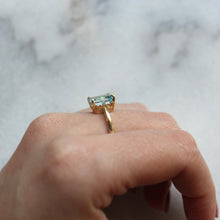 Load image into Gallery viewer, menkDUKE = 10k rectangle emerald cut blue topaz ring