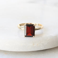 Load image into Gallery viewer, menkDUKE | 10k emerald cut garnet ring