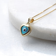 Load image into Gallery viewer, menkDUKE | 10k heart shaped evil eye charm