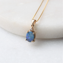 Load image into Gallery viewer, dora blue opal and diamond pendant (10k)