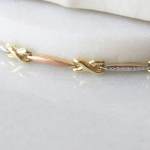 Load image into Gallery viewer, tricolour hugs and kisses bracelet (10k)