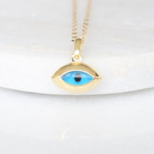 Load image into Gallery viewer, wide evil eye charm (10k)
