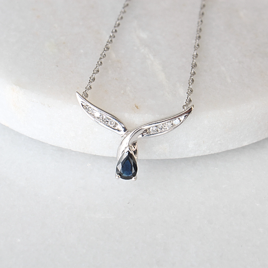 teardrop sapphire necklace (10k)