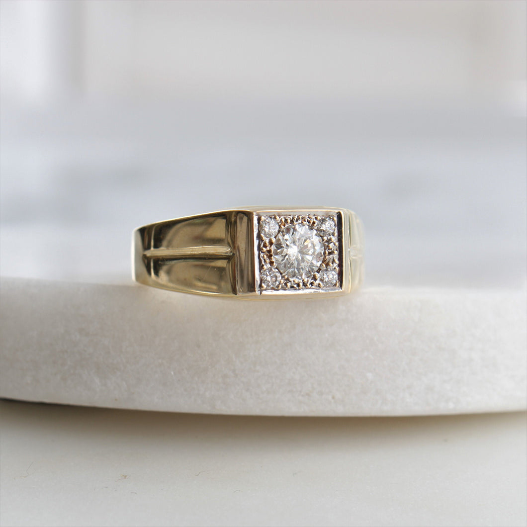[vintage] square bezel diamond ring (18k)