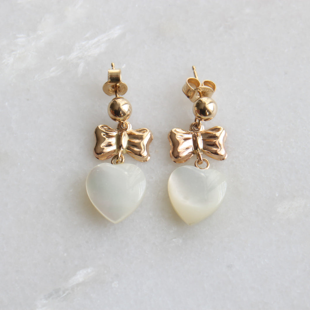 mother of pearl dangle earrings (14k)