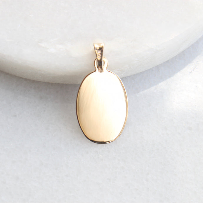 10k Yellow Gold Oval Engraveable Pendant Charm