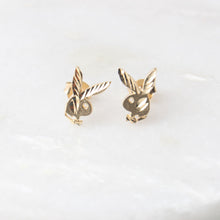 Load image into Gallery viewer, menkDUKE | 10k gold playboy bunny earring studs
