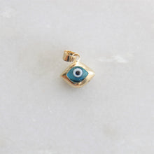 Load image into Gallery viewer, 10k yellow gold double sided eye shaped evil eye charm 
