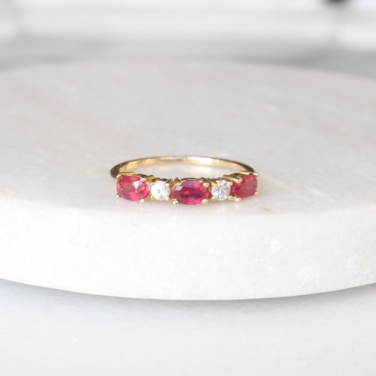 holly ruby & white sapphire band (10k)