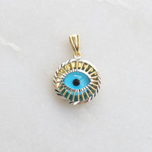 Load image into Gallery viewer, filigree evil eye charm (10k)
