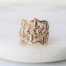 Load image into Gallery viewer, ruby filigree statement ring
