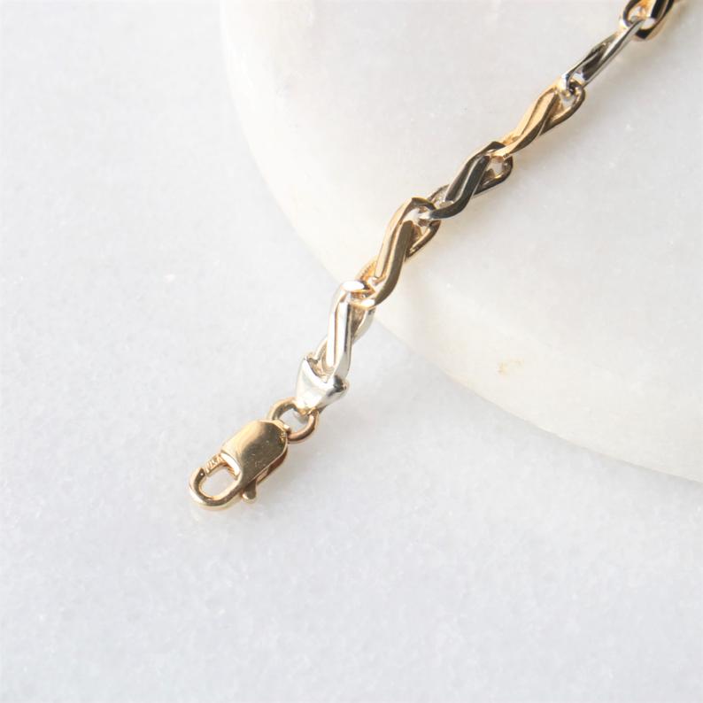 [vintage] twisted infinity two-tone link bracelet